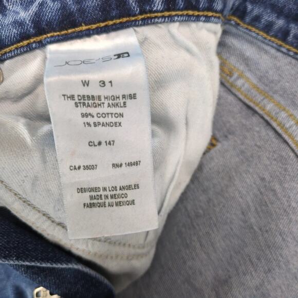 Joe's Jeans The Debbie High Rise Straight Ankle Women's 31 Stretch 32x27" Denim - Picture 4 of 10